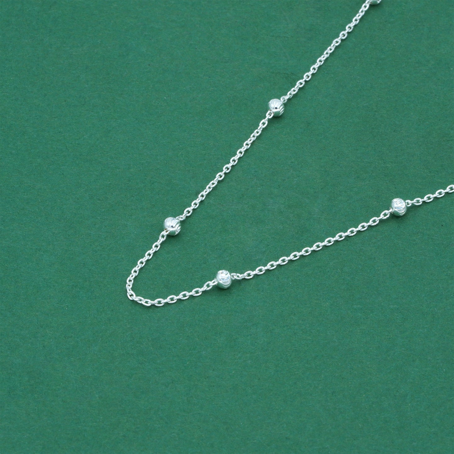 925 Sterling Silver Diamond Cut Beaded Necklace, Satellite Chain Silver Necklace, Minimalist Layering Everyday Jewellery