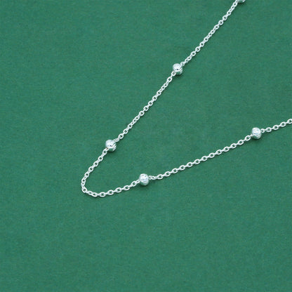 925 Sterling Silver Diamond Cut Beaded Necklace, Satellite Chain Silver Necklace, Minimalist Layering Everyday Jewellery