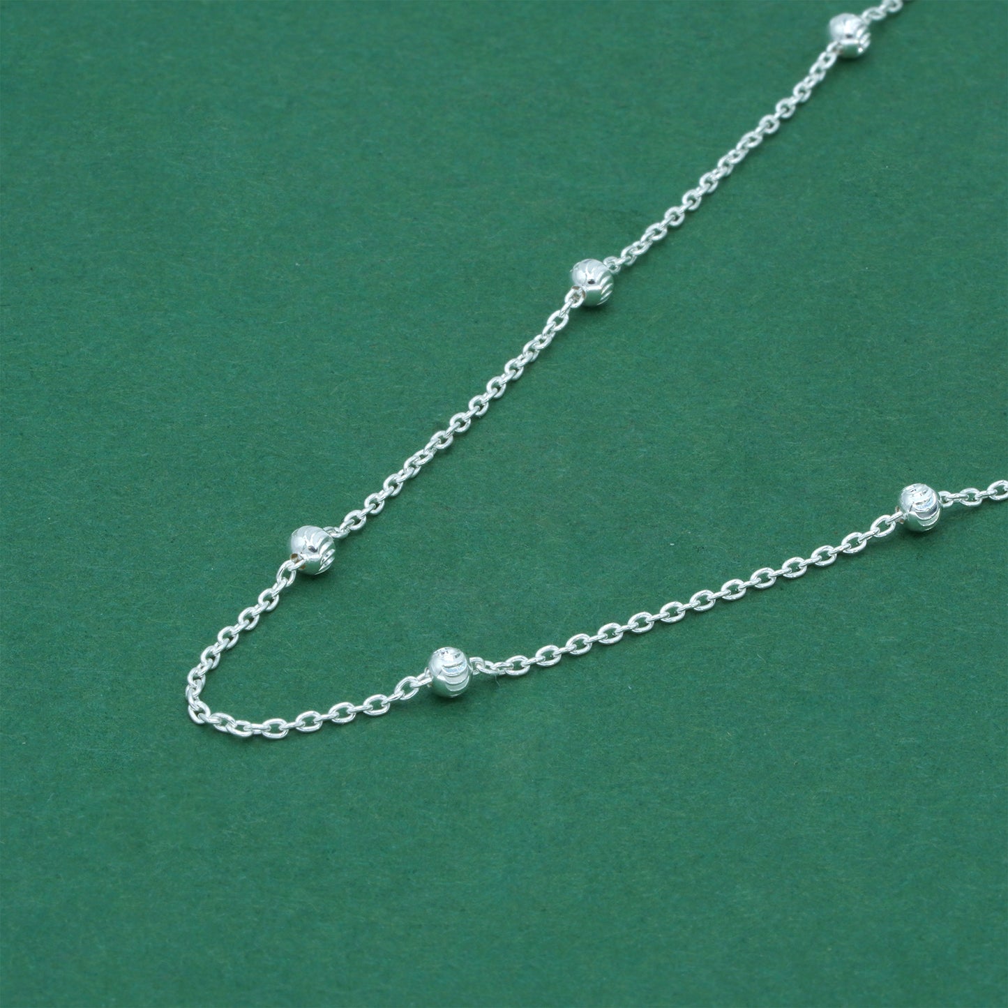 925 Sterling Silver Diamond Cut Beaded Necklace, Satellite Chain Silver Necklace, Minimalist Layering Everyday Jewellery