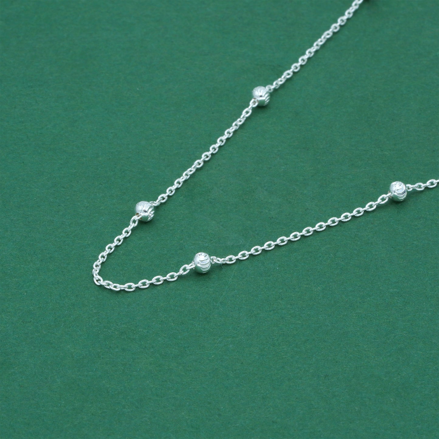 925 Sterling Silver Diamond Cut Beaded Necklace, Satellite Chain Silver Necklace, Minimalist Layering Everyday Jewellery