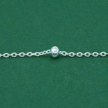925 Sterling Silver Diamond Cut Beaded Necklace, Satellite Chain Silver Necklace, Minimalist Layering Everyday Jewellery