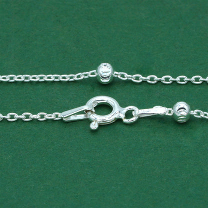 925 Sterling Silver Diamond Cut Beaded Necklace, Satellite Chain Silver Necklace, Minimalist Layering Everyday Jewellery