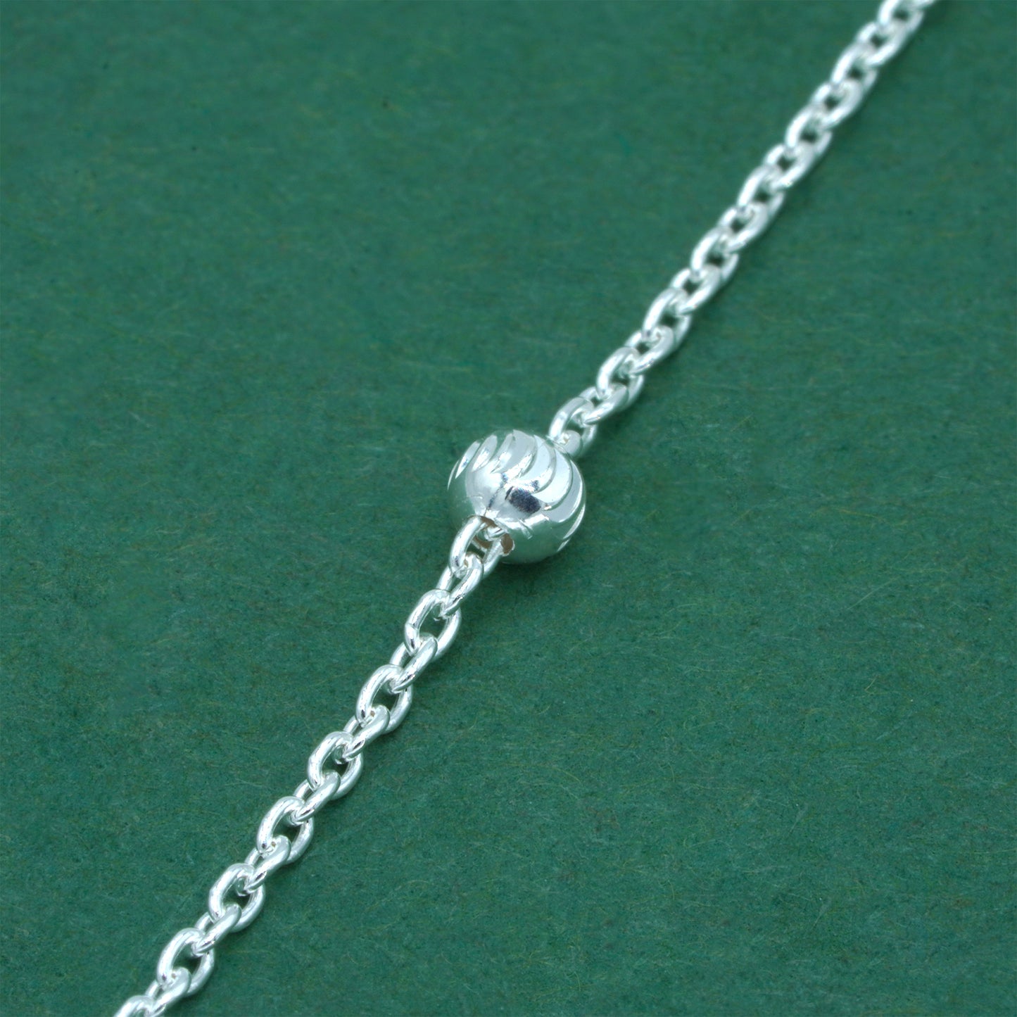 925 Sterling Silver Diamond Cut Anchor & Ball Moon Cut Chain With Puffed Heart Pendant Necklace – Valentine’s Day Romantic Gift for Her