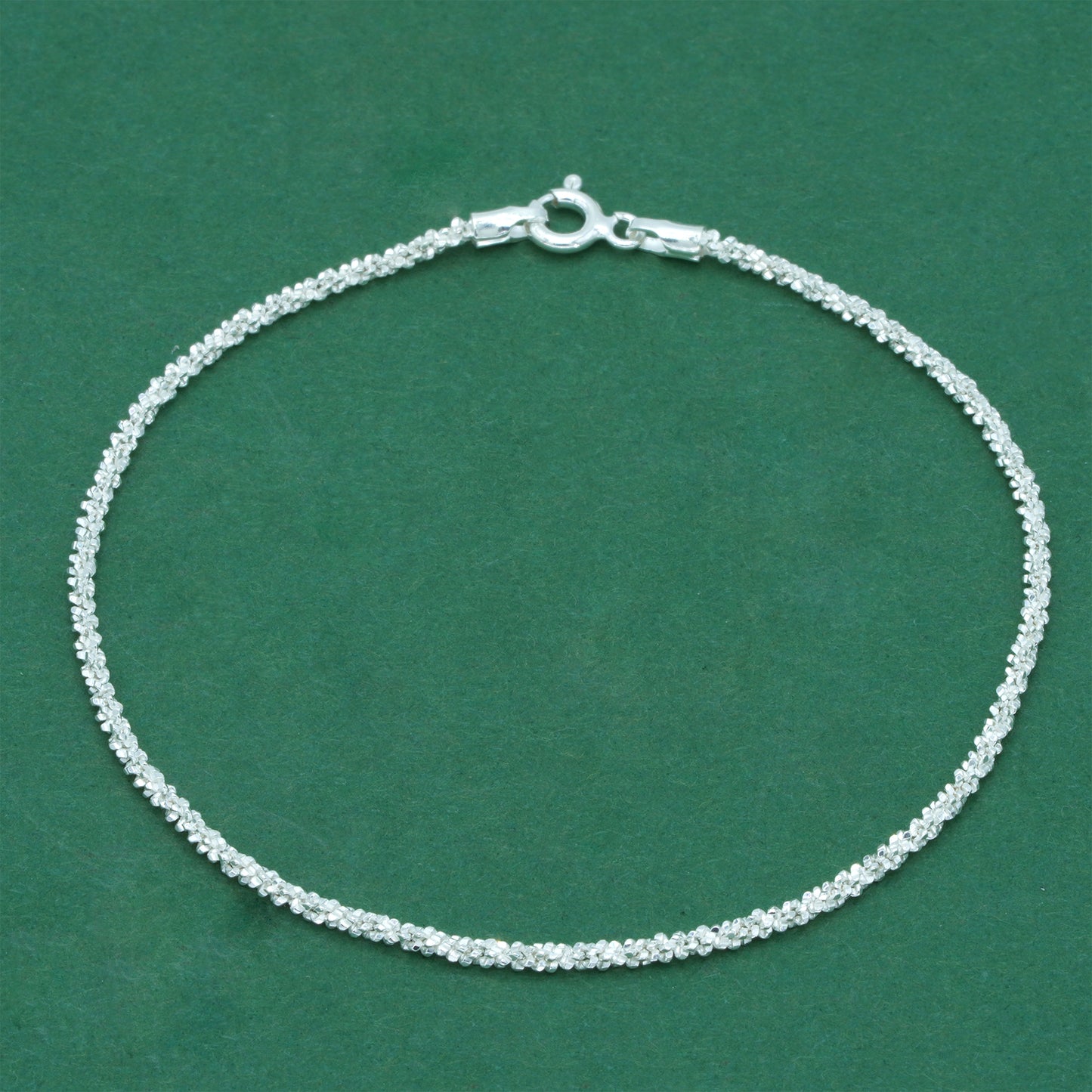 925 Sterling Silver Margherita Chain Bracelet, Textured Sparkle Silver Bracelet, Minimal Stacking Everyday Jewellery