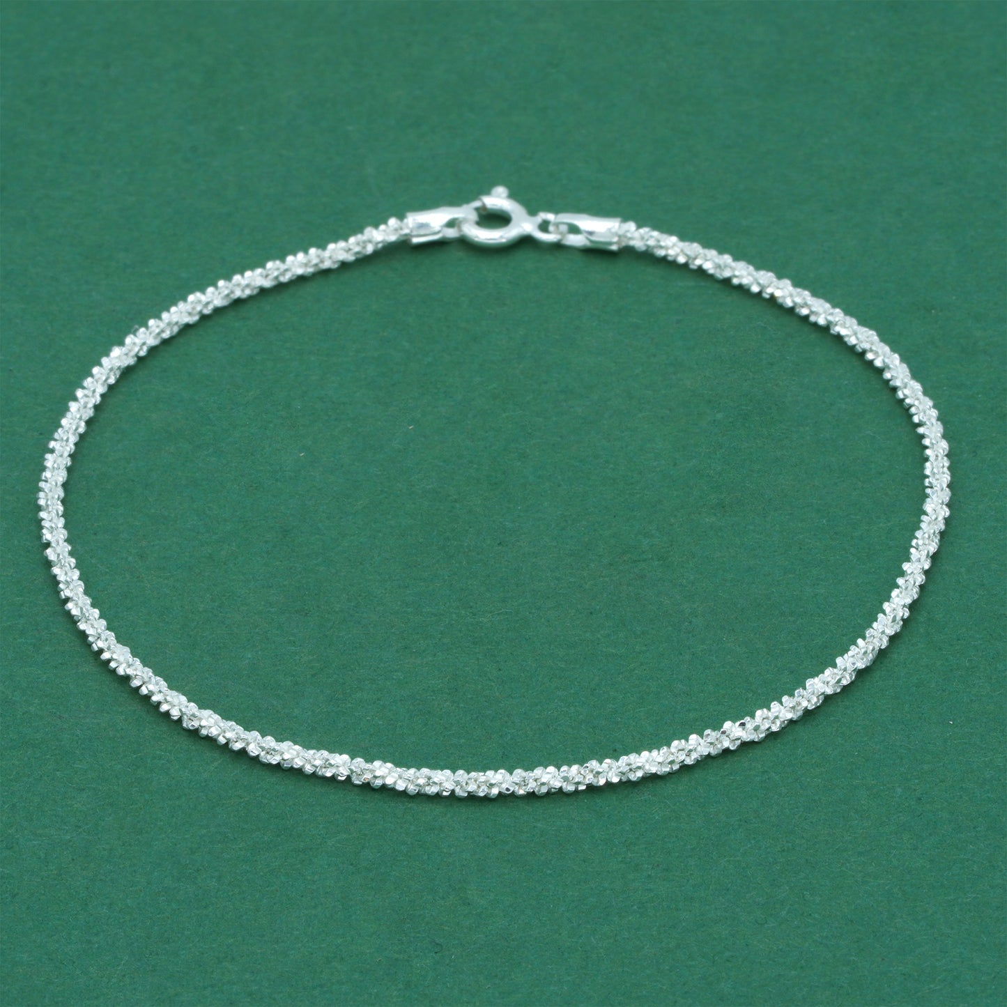 925 Sterling Silver Margherita Chain Bracelet, Textured Sparkle Silver Bracelet, Minimal Stacking Everyday Jewellery
