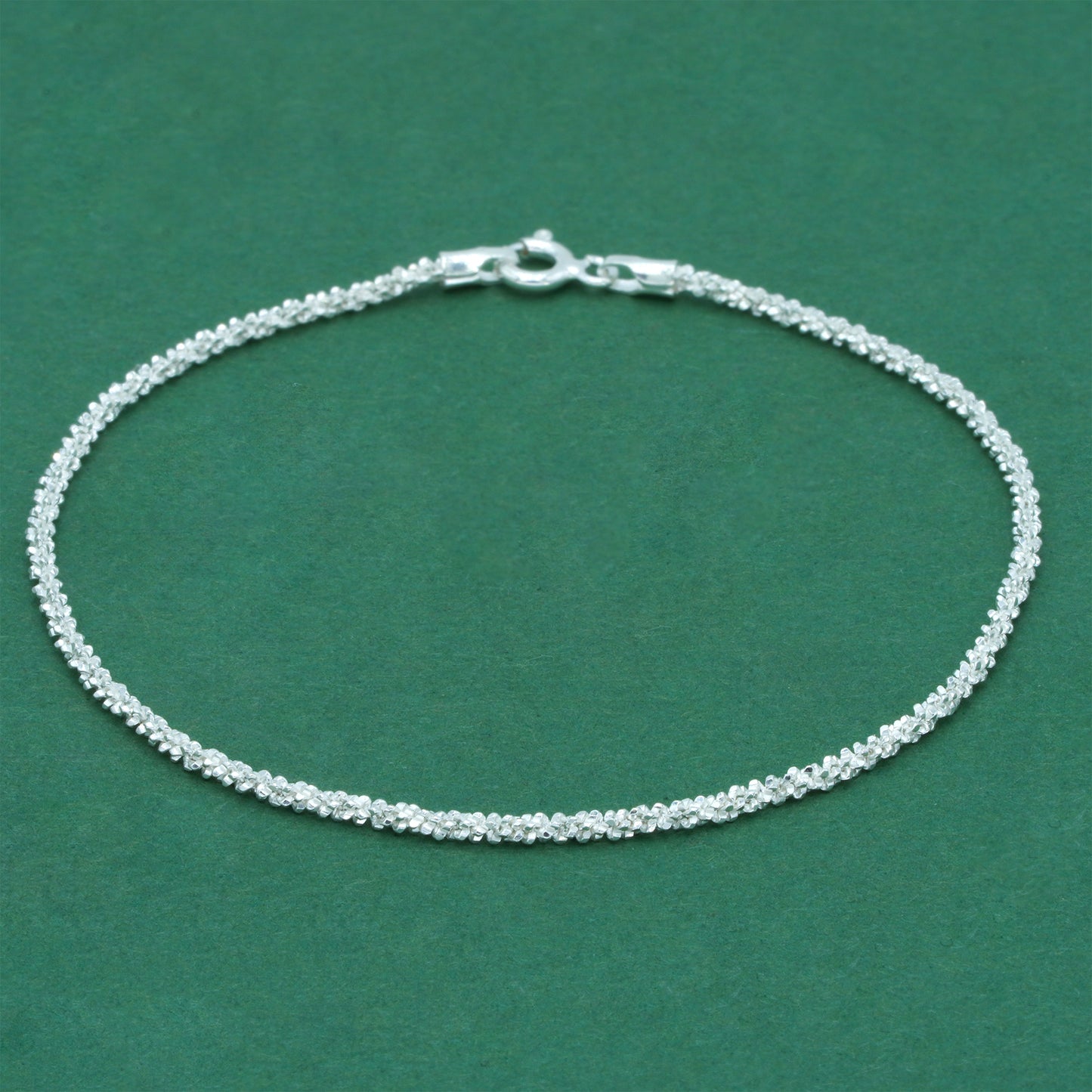 925 Sterling Silver Margherita Chain Bracelet, Textured Sparkle Silver Bracelet, Minimal Stacking Everyday Jewellery