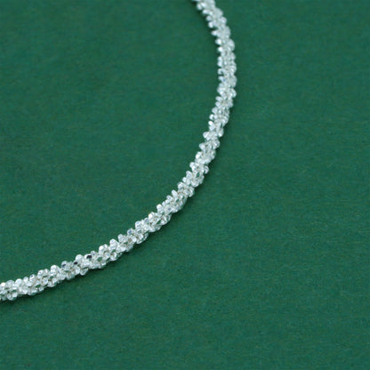 925 Sterling Silver Margherita Chain Bracelet, Textured Sparkle Silver Bracelet, Minimal Stacking Everyday Jewellery