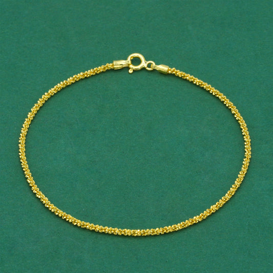 18k Gold Flash Plated Margherita Chain Bracelet, Textured Sparkle Gold Bracelet, Minimal Stacking Everyday Jewellery