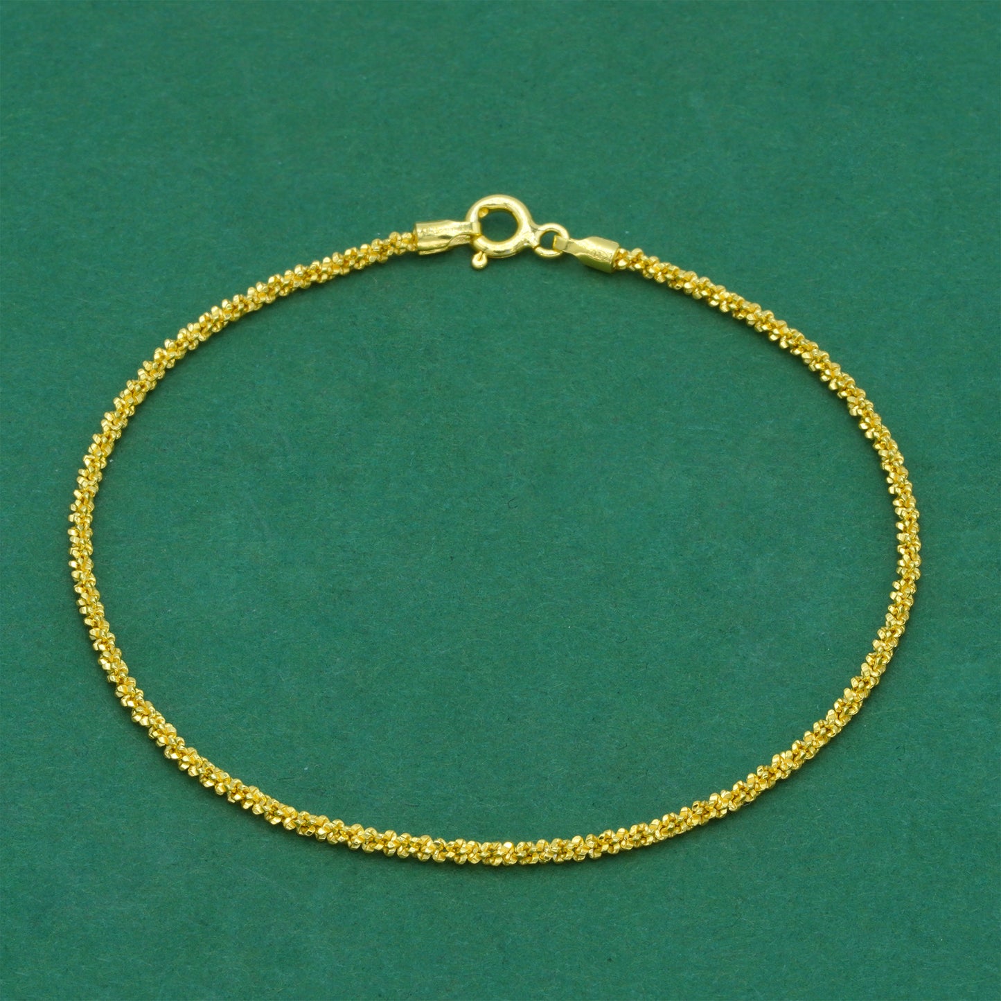 18k Gold Flash Plated Margherita Chain Anklet, Textured Sparkle Gold Anklet, Minimal Stacking Everyday Foot Jewellery