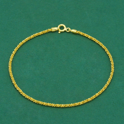 18k Gold Flash Plated Margherita Chain Anklet, Textured Sparkle Gold Anklet, Minimal Stacking Everyday Foot Jewellery