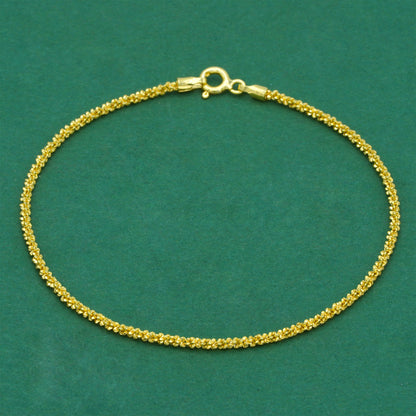 18k Gold Flash Plated Margherita Chain Bracelet, Textured Sparkle Gold Bracelet, Minimal Stacking Everyday Jewellery