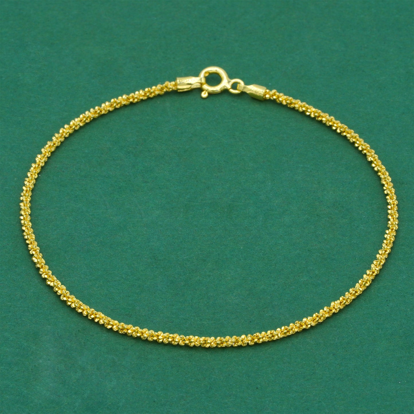 18k Gold Flash Plated Margherita Chain Anklet, Textured Sparkle Gold Anklet, Minimal Stacking Everyday Foot Jewellery