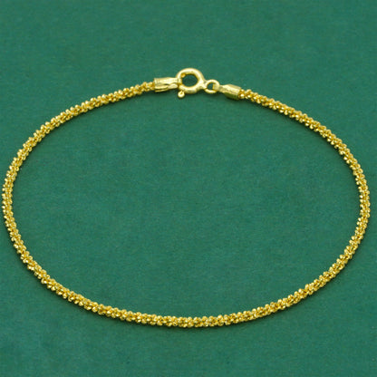 18k Gold Flash Plated Margherita Chain Bracelet, Textured Sparkle Gold Bracelet, Minimal Stacking Everyday Jewellery