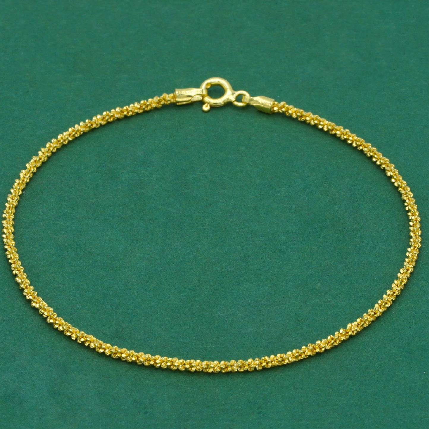 18k Gold Flash Plated Margherita Chain Anklet, Textured Sparkle Gold Anklet, Minimal Stacking Everyday Foot Jewellery