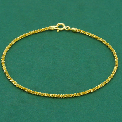 18k Gold Flash Plated Margherita Chain Anklet, Textured Sparkle Gold Anklet, Minimal Stacking Everyday Foot Jewellery