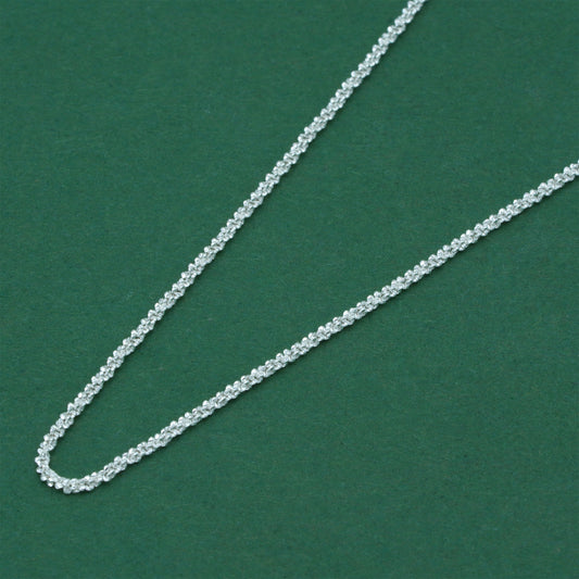 925 Sterling Silver Margherita Chain Necklace, Textured Sparkle Silver Chain, Minimal Stacking Everyday Jewellery