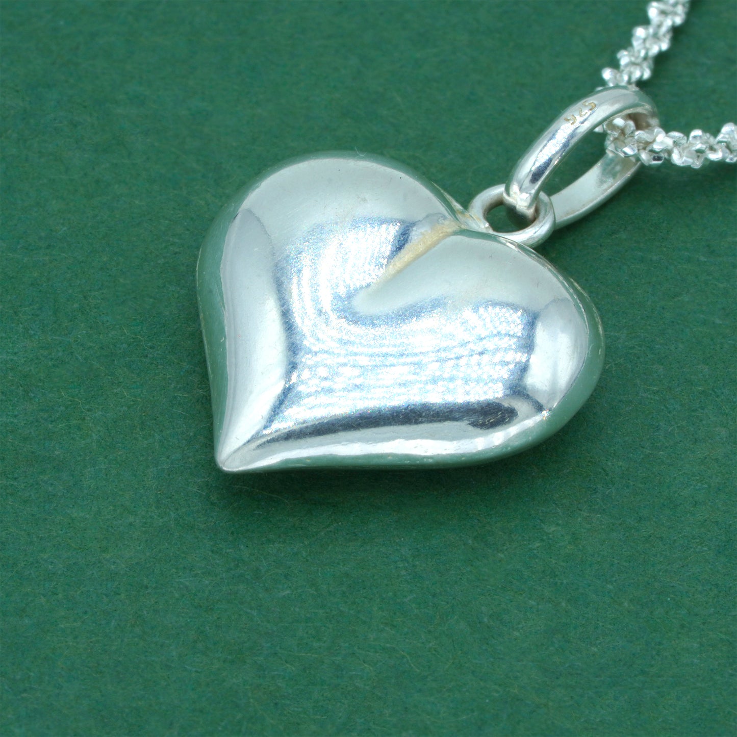 925 Sterling Silver Margherita Chain With Puffed Heart Pendant Necklace – Valentine’s Day Romantic Gift for Her, Minimalist Silver Jewellery