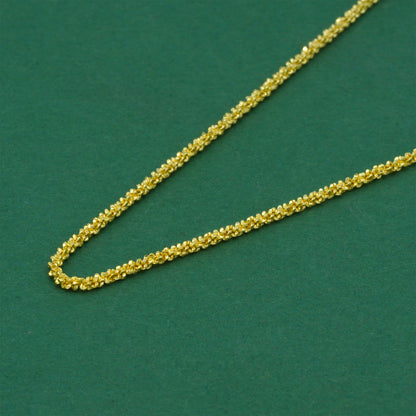18k Gold Flash Plated Margherita Chain Necklace, Textured Sparkle Gold Chain, Minimal Stacking Everyday Jewellery