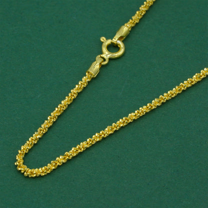 18k Gold Flash Plated Margherita Chain Necklace, Textured Sparkle Gold Chain, Minimal Stacking Everyday Jewellery