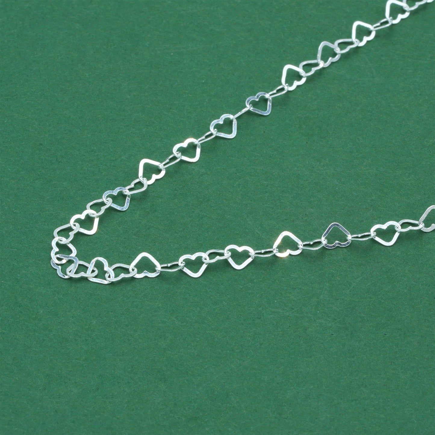 925 Sterling Silver Open Heart Chain Necklace, Polished Heart Link Silver Necklace, Minimal Romantic Layering Jewellery
