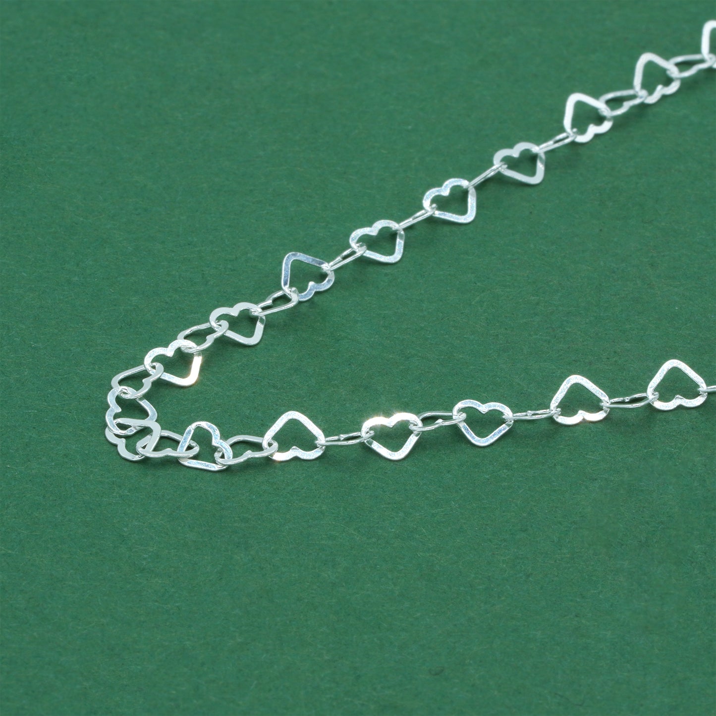 925 Sterling Silver Open Heart Chain Necklace, Polished Heart Link Silver Necklace, Minimal Romantic Layering Jewellery