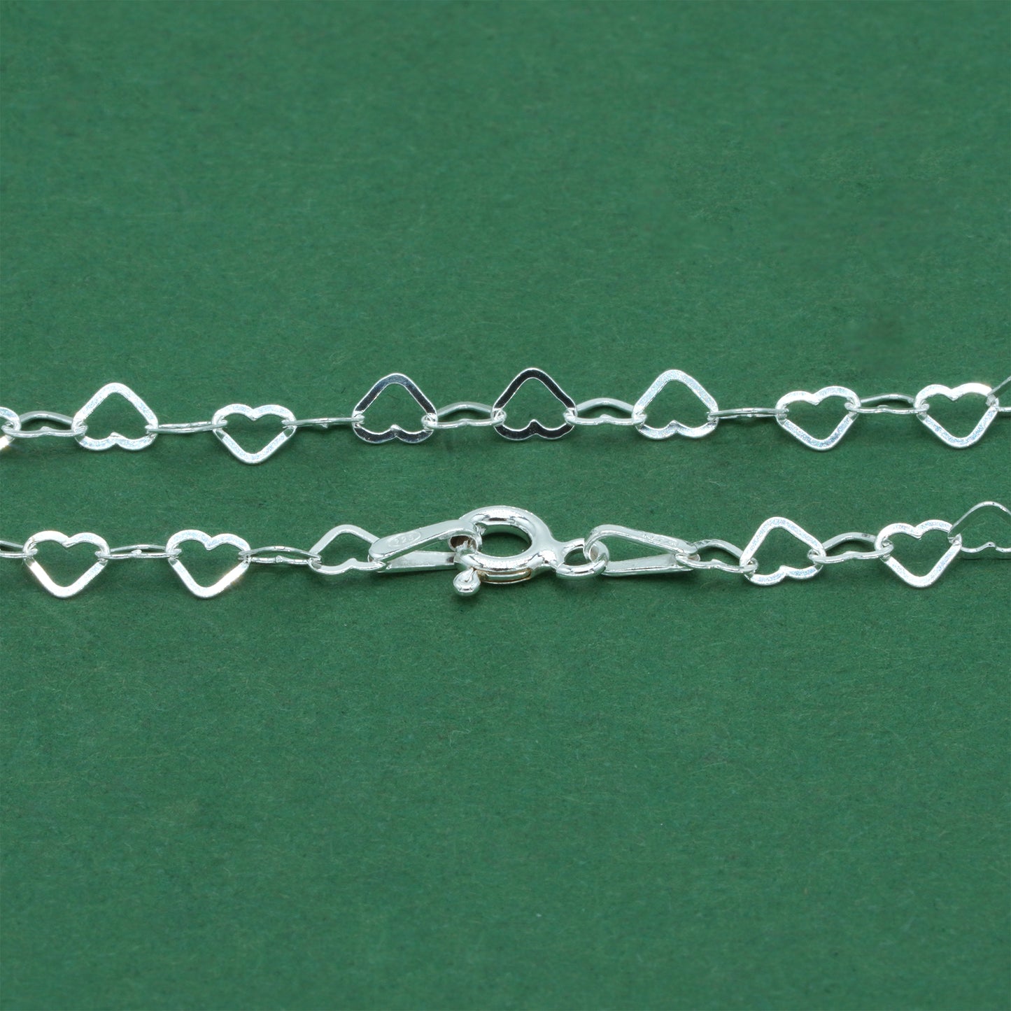 925 Sterling Silver Open Heart Chain Necklace, Polished Heart Link Silver Necklace, Minimal Romantic Layering Jewellery