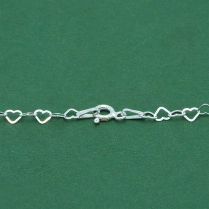 925 Sterling Silver Open Heart Chain Necklace, Polished Heart Link Silver Necklace, Minimal Romantic Layering Jewellery