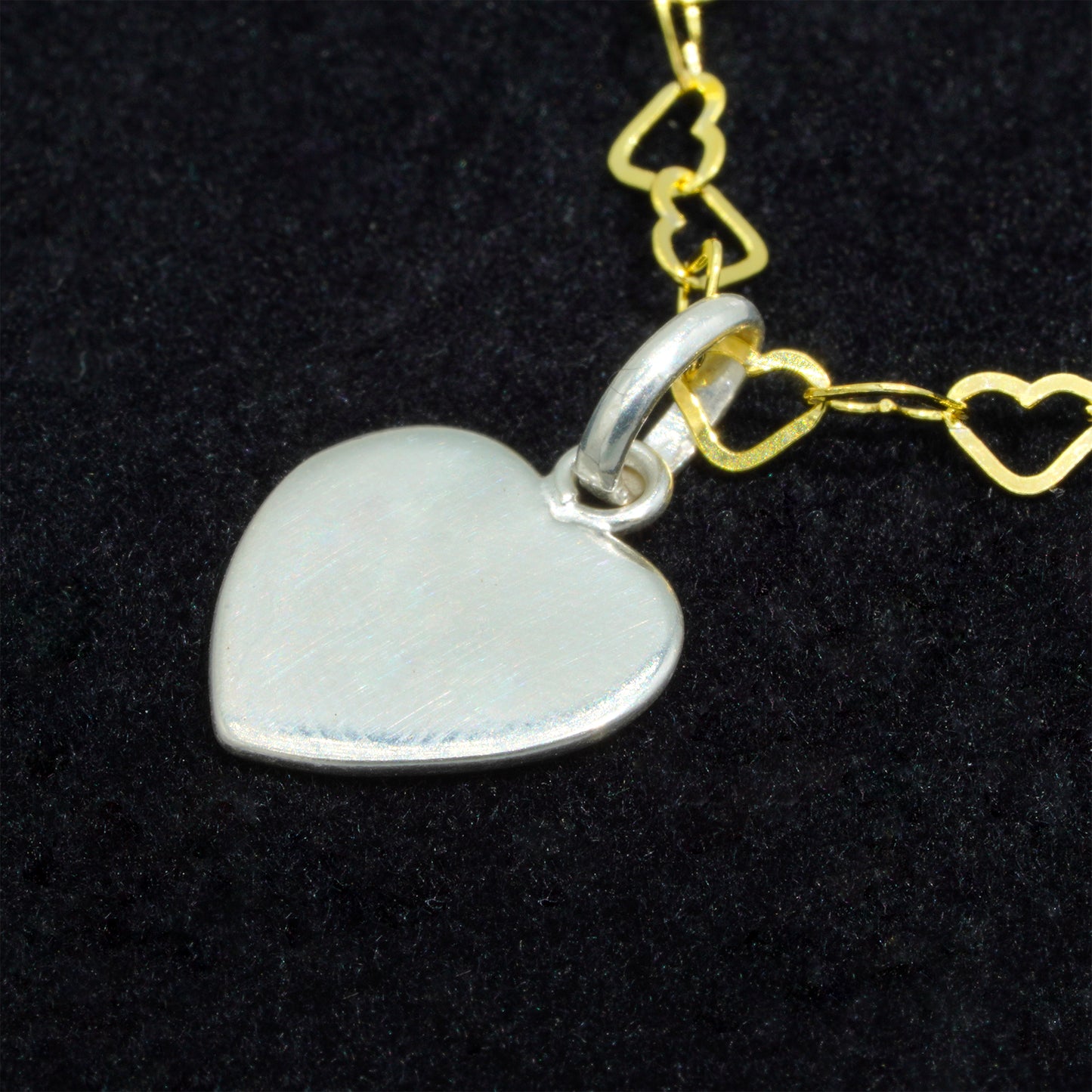 18k Flash Gold Plated Heart Link Chain With 925 Sterling Silver Flat Heart Pendant Necklace, Valentine’s Day Gift for Her, Supplied in Gift Box