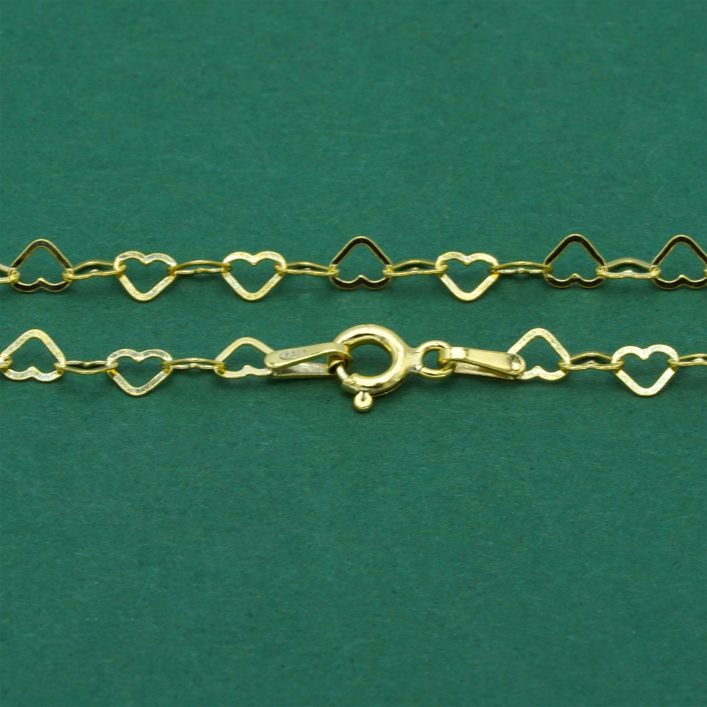 18k Gold Flash Plated Open Heart Chain Necklace, Polished Heart Link Gold Necklace, Minimal Romantic Layering Jewellery 14–24 Inch