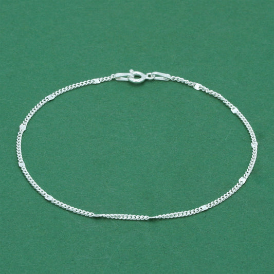 925 Sterling Silver Stamped Curb Chain Bracelet, Classic Textured Curb Link Bracelet, Minimal Everyday Jewellery