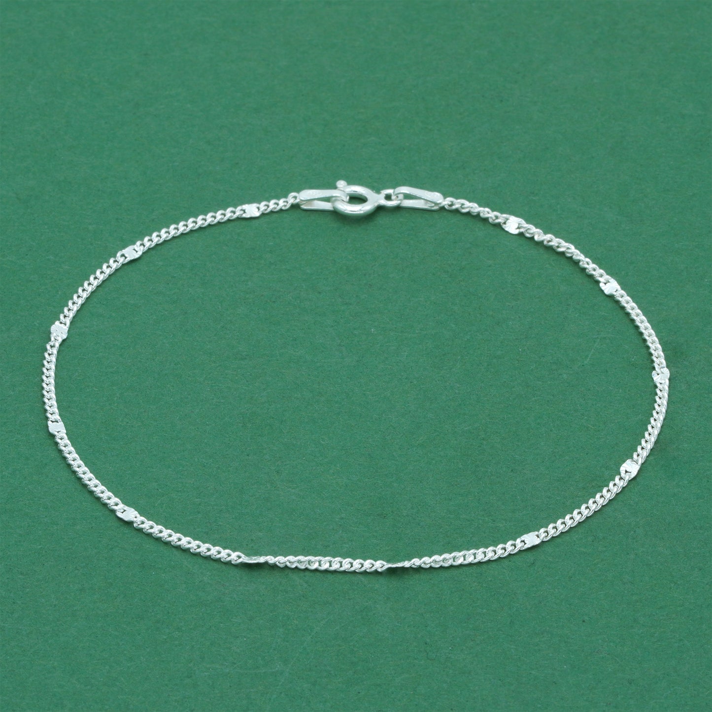 925 Sterling Silver Stamped Curb Chain Anklet, Classic Textured Curb Link Ankle Bracelet, Minimal Everyday Jewellery