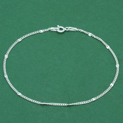 925 Sterling Silver Stamped Curb Chain Bracelet, Classic Textured Curb Link Bracelet, Minimal Everyday Jewellery