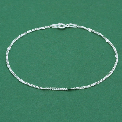 925 Sterling Silver Stamped Curb Chain Bracelet, Classic Textured Curb Link Bracelet, Minimal Everyday Jewellery