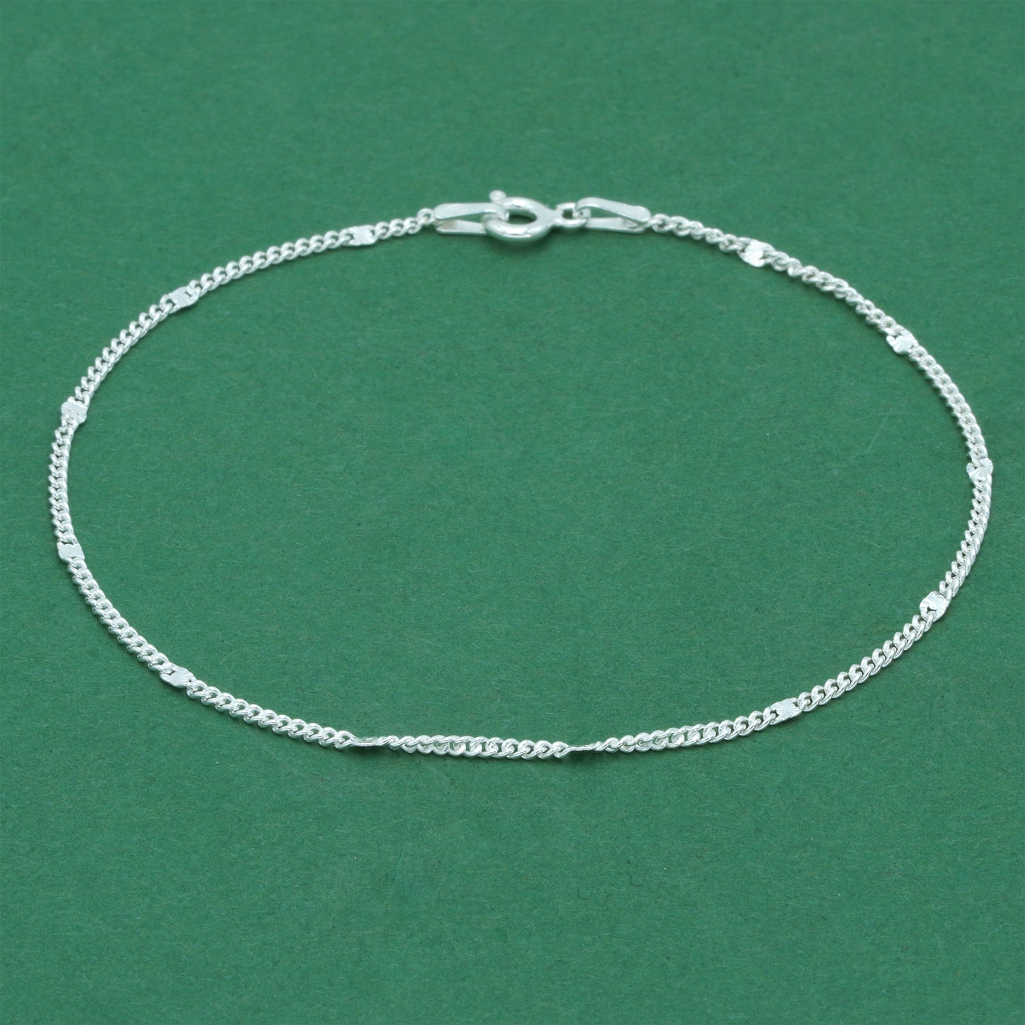 925 Sterling Silver Stamped Curb Chain Anklet, Classic Textured Curb Link Ankle Bracelet, Minimal Everyday Jewellery