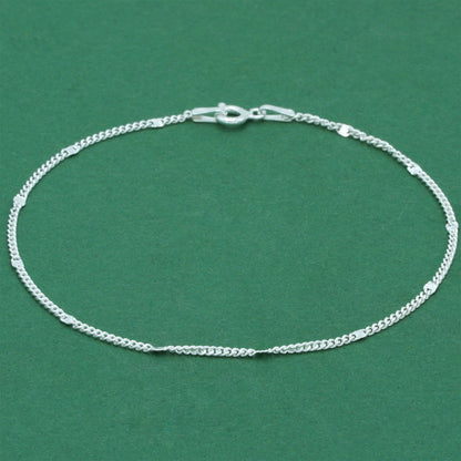 925 Sterling Silver Stamped Curb Chain Bracelet, Classic Textured Curb Link Bracelet, Minimal Everyday Jewellery