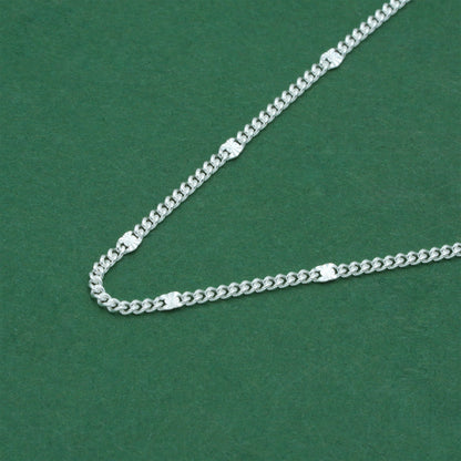 925 Sterling Silver Stamped Curb Chain Necklace, Classic Textured Curb Link Necklace, Minimal Everyday Jewellery