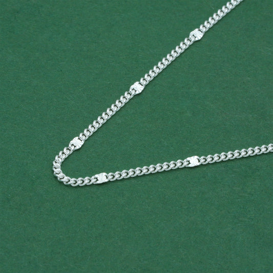 925 Sterling Silver Stamped Curb Chain Necklace, Classic Textured Curb Link Necklace, Minimal Everyday Jewellery