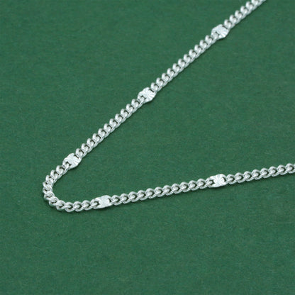 925 Sterling Silver Stamped Curb Chain Necklace, Classic Textured Curb Link Necklace, Minimal Everyday Jewellery