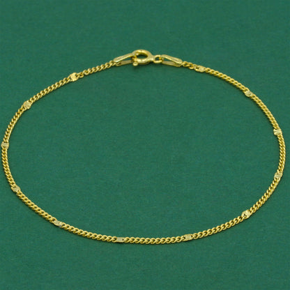 18k Gold Flash Plated Stamped Curb Chain Bracelet, Classic Textured Curb Link Gold Bracelet, Minimal Everyday Jewellery