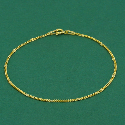 18k Gold Flash Plated Stamped Curb Chain Bracelet, Classic Textured Curb Link Gold Bracelet, Minimal Everyday Jewellery