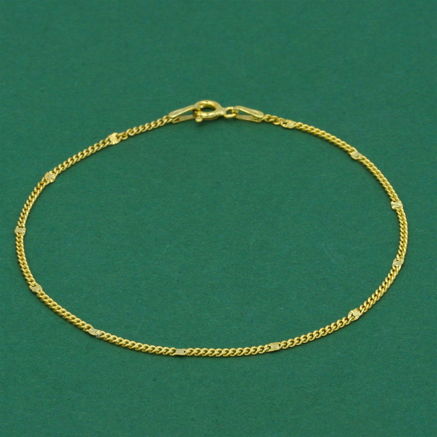 18k Gold Flash Plated Stamped Curb Chain Anklet, Classic Textured Curb Link Gold Ankle Bracelet, Minimal Everyday Jewellery