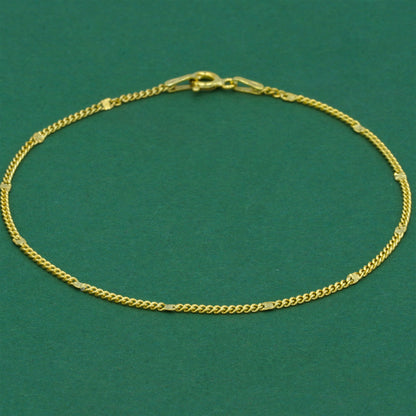 18k Gold Flash Plated Stamped Curb Chain Bracelet, Classic Textured Curb Link Gold Bracelet, Minimal Everyday Jewellery