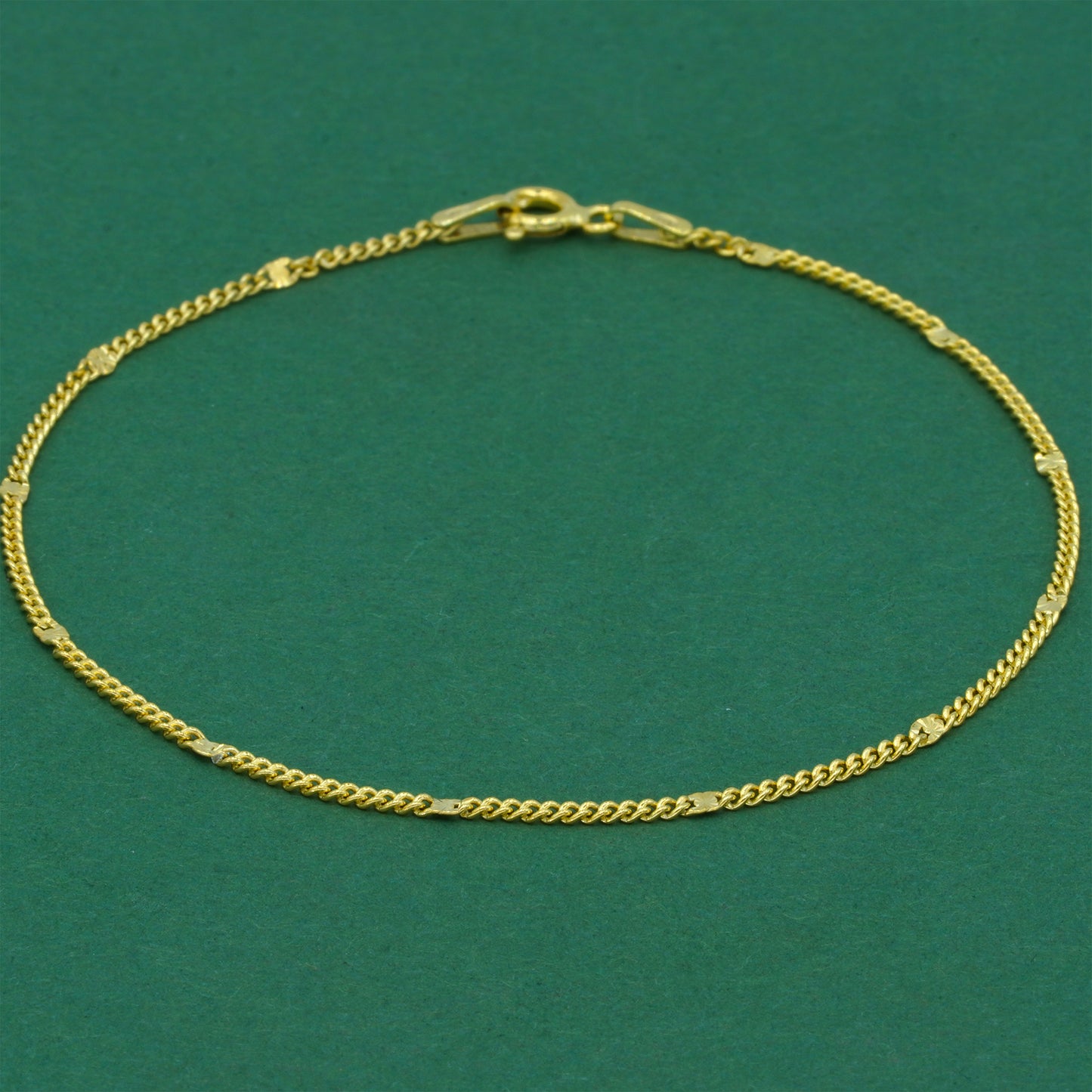 18k Gold Flash Plated Stamped Curb Chain Anklet, Classic Textured Curb Link Gold Ankle Bracelet, Minimal Everyday Jewellery