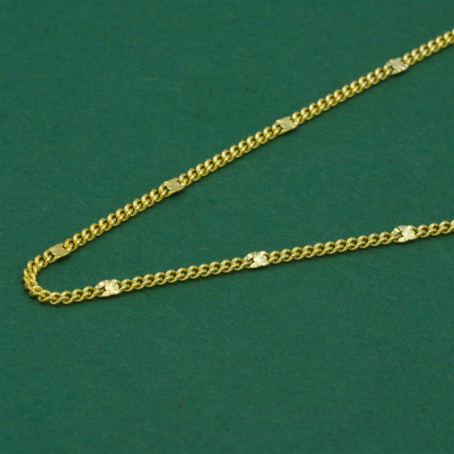 18k Gold Flash Plated Stamped Curb Chain Necklace, Classic Textured Curb Link Gold Necklace, Minimal Everyday Jewellery