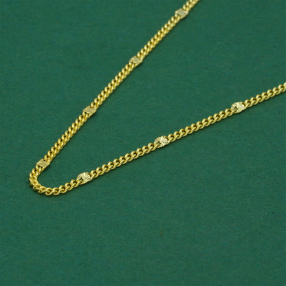 18k Gold Flash Plated Stamped Curb Chain Necklace, Classic Textured Curb Link Gold Necklace, Minimal Everyday Jewellery