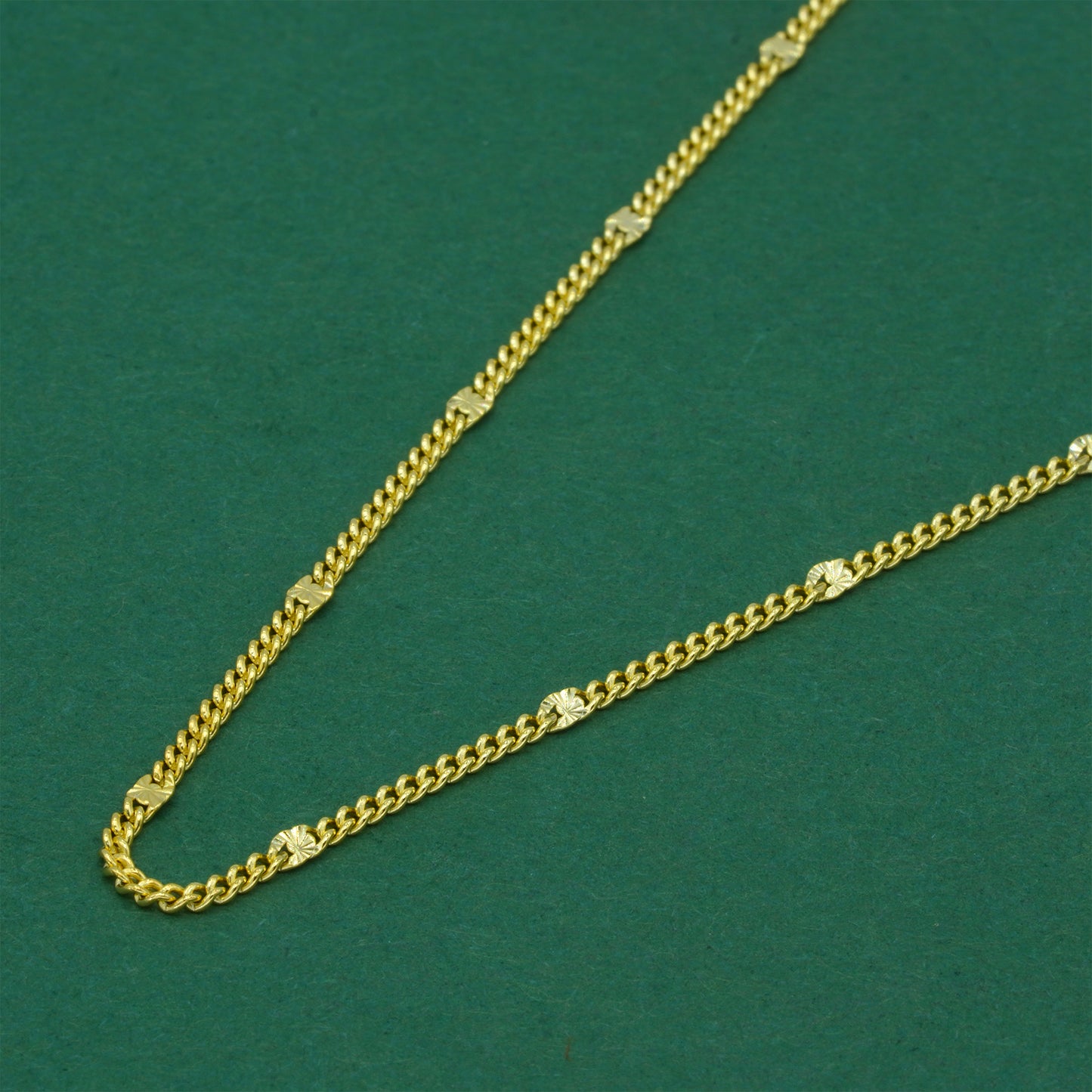 18k Gold Flash Plated Stamped Curb Chain Necklace, Classic Textured Curb Link Gold Necklace, Minimal Everyday Jewellery