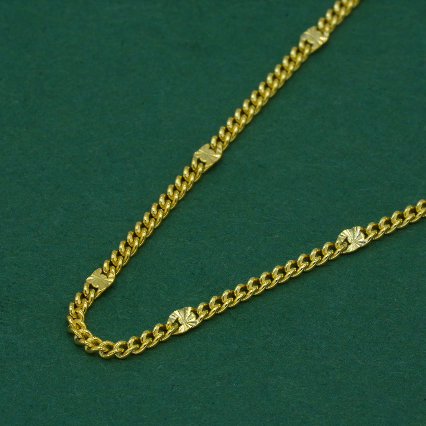 18k Gold Flash Plated Stamped Curb Chain Necklace, Classic Textured Curb Link Gold Necklace, Minimal Everyday Jewellery