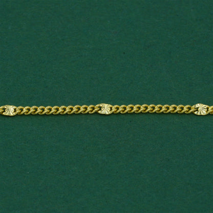 18k Gold Flash Plated Stamped Curb Chain Necklace, Classic Textured Curb Link Gold Necklace, Minimal Everyday Jewellery