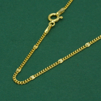18k Gold Flash Plated Stamped Curb Chain Necklace, Classic Textured Curb Link Gold Necklace, Minimal Everyday Jewellery