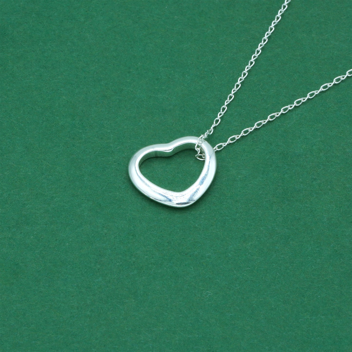 925 Sterling Silver Trace Cable Chain with Open Heart Pendant Necklace, Minimalist Romantic Jewellery for Her
